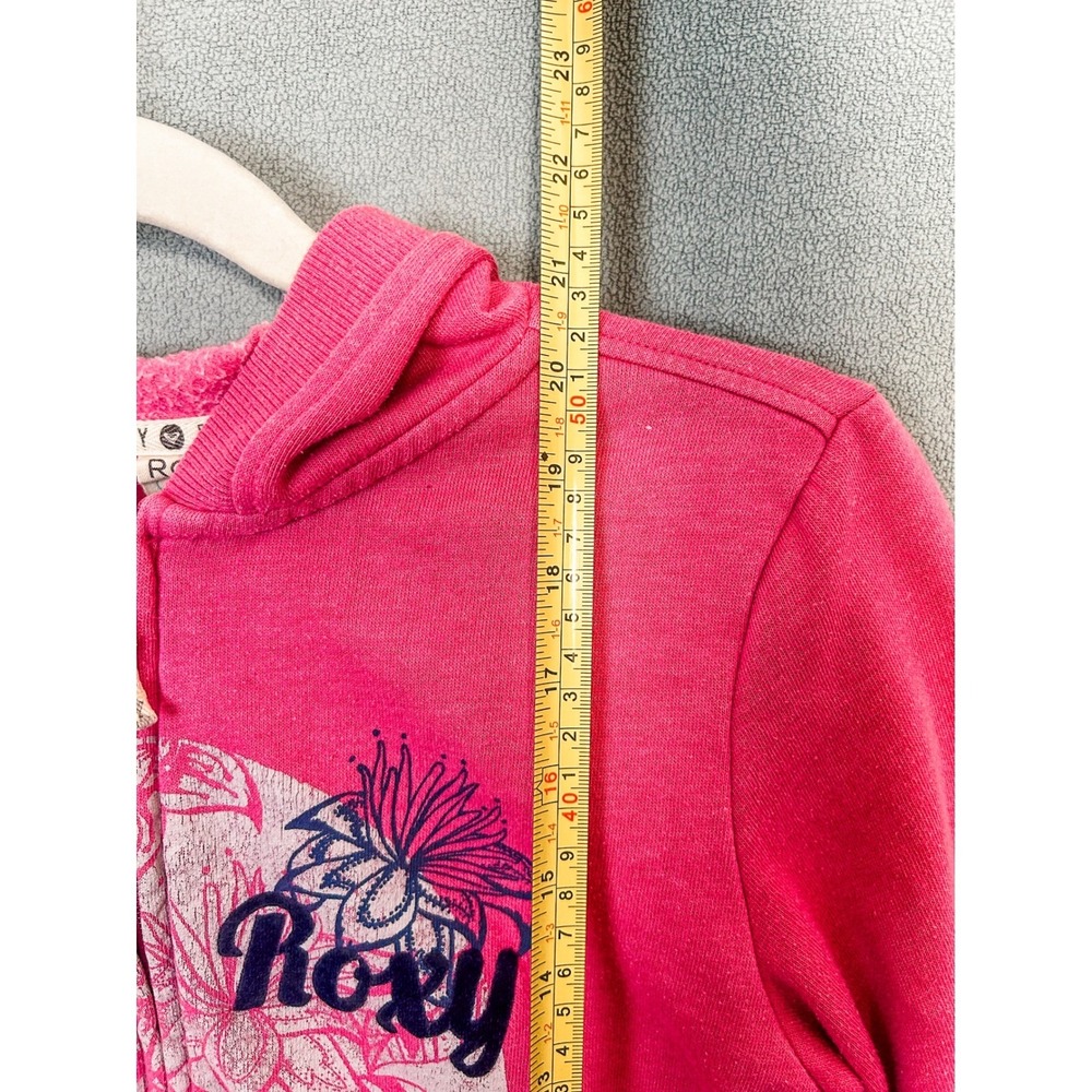 Roxy Girl Pink Floral Full Zip Hoodie Sweatshirt Kids Size 10/12 Large - Picture 6 of 9